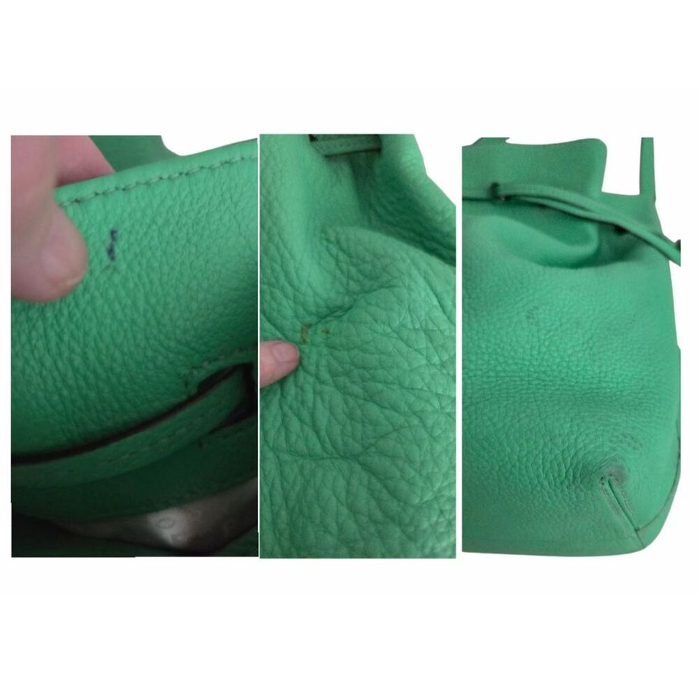 Kate Spade New York Green Pebbled Leather Bucket Bag Drawstring Crossbody - Picture 7 of 8